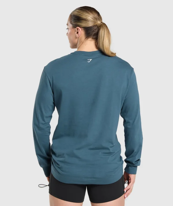 Clearance Gymshark Strength In Numbers Long Sleeve Top CargoBlue