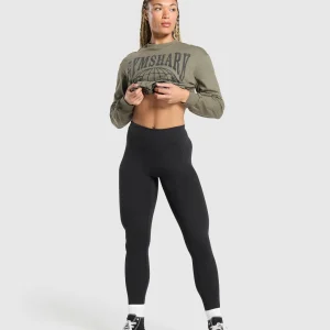 Clearance Gymshark Strength In Numbers Long Sleeve Top BaseGreen