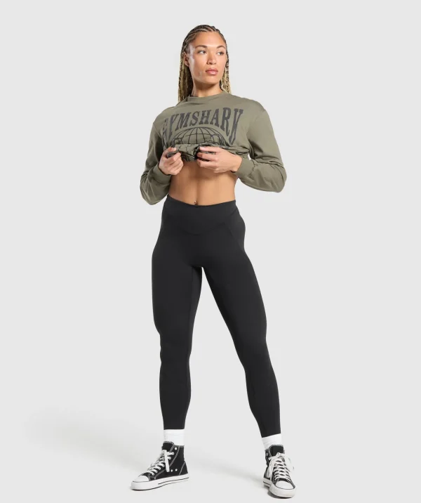 Clearance Gymshark Strength In Numbers Long Sleeve Top BaseGreen