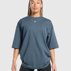 Hot Gymshark Strength In Numbers Oversized T-Shirt CargoBlue