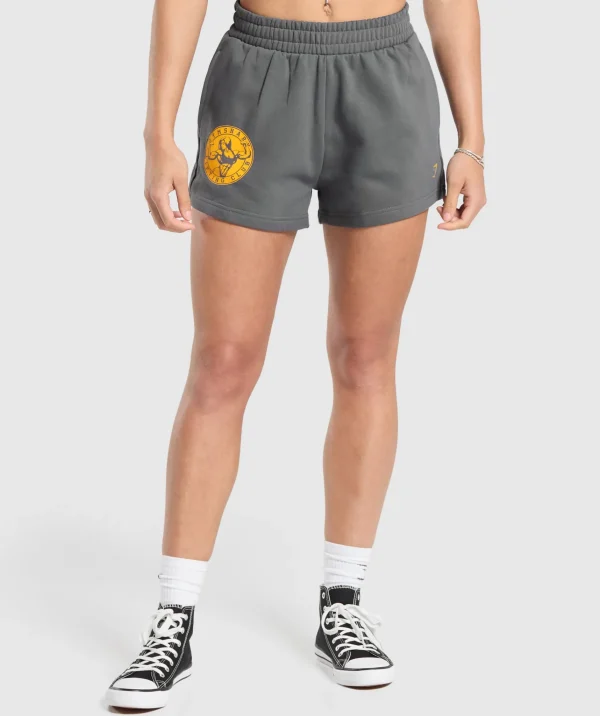 Clearance Gymshark Strong Girl Lifting Club Graphic Shorts PitchGrey