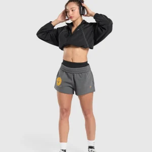 Clearance Gymshark Strong Girl Lifting Club Graphic Shorts PitchGrey