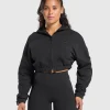 Hot Gymshark Superset Crop Zip Hoodie Black