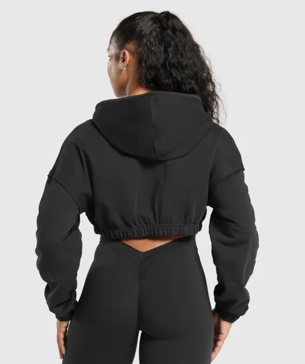 Hot Gymshark Superset Crop Zip Hoodie Black