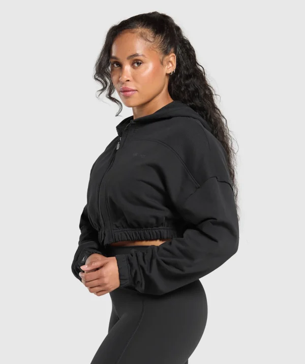 Hot Gymshark Superset Crop Zip Hoodie Black