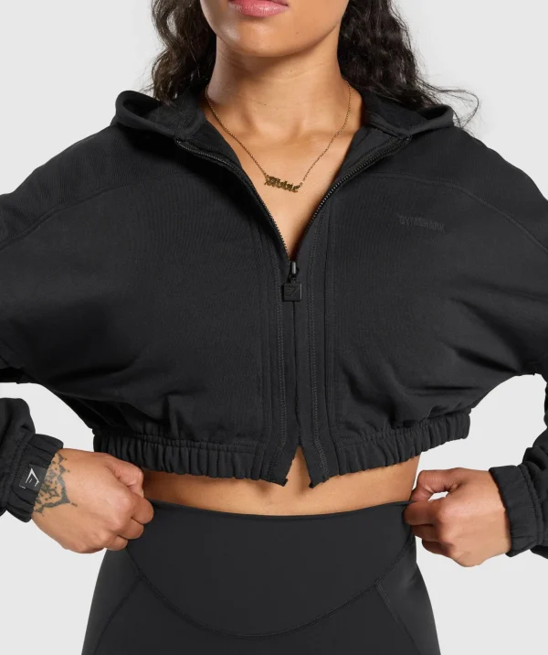 Hot Gymshark Superset Crop Zip Hoodie Black