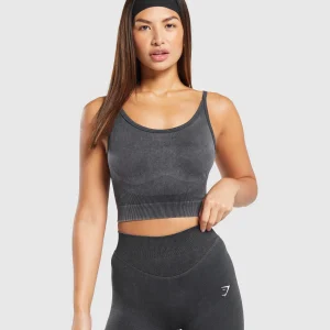 New Gymshark Sweat Seamless Washed Midi Tank Black