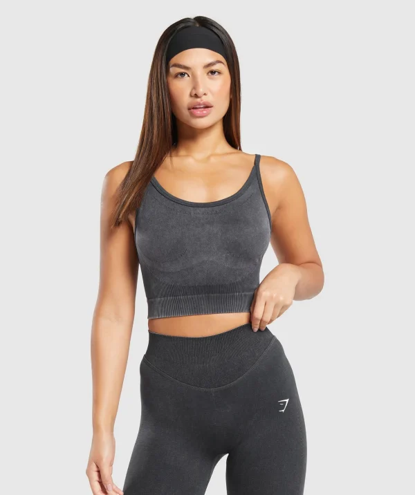 New Gymshark Sweat Seamless Washed Midi Tank Black