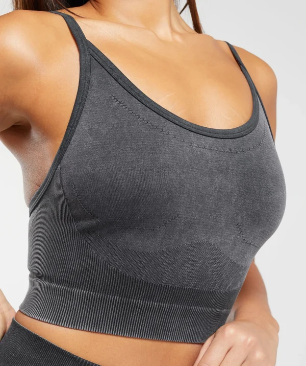 New Gymshark Sweat Seamless Washed Midi Tank Black