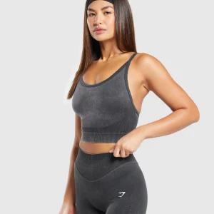 New Gymshark Sweat Seamless Washed Midi Tank Black