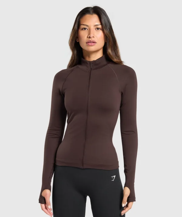 New Gymshark Sweat Seamless Zip Up Jacket HeritageBrown