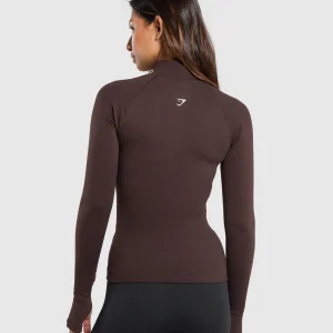 New Gymshark Sweat Seamless Zip Up Jacket HeritageBrown