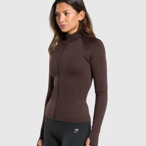 New Gymshark Sweat Seamless Zip Up Jacket HeritageBrown