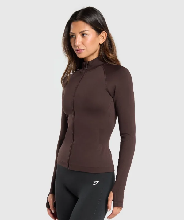 New Gymshark Sweat Seamless Zip Up Jacket HeritageBrown