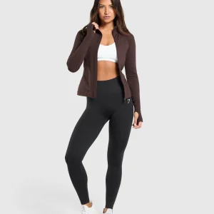 New Gymshark Sweat Seamless Zip Up Jacket HeritageBrown