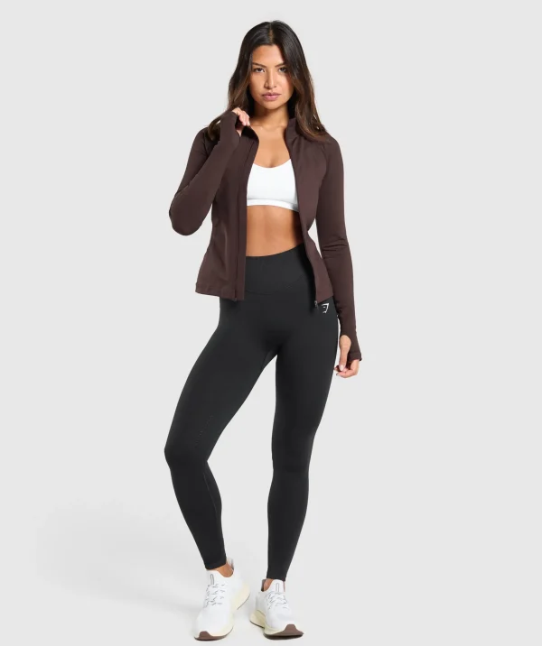 New Gymshark Sweat Seamless Zip Up Jacket HeritageBrown