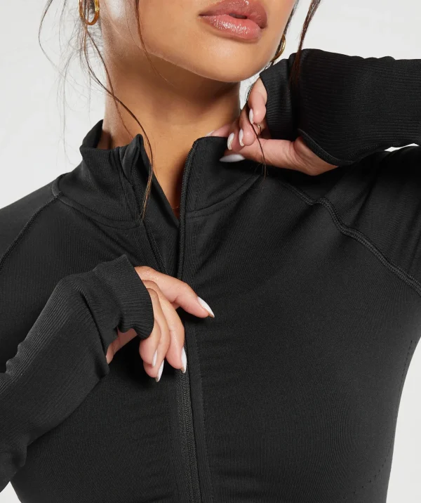 Sale Gymshark Sweat Seamless Zip Up Jacket Black