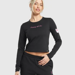 Sale Gymshark Tattoo Midi Long Sleeve T-Shirt Black