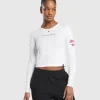 New Gymshark Tattoo Midi Long Sleeve T-Shirt White