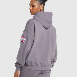 Clearance Gymshark Tattoo Oversized Hoodie FogPurple