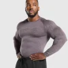 New Gymshark Tectonic Long Sleeve T-Shirt BrushedPurple/GreyedPurple