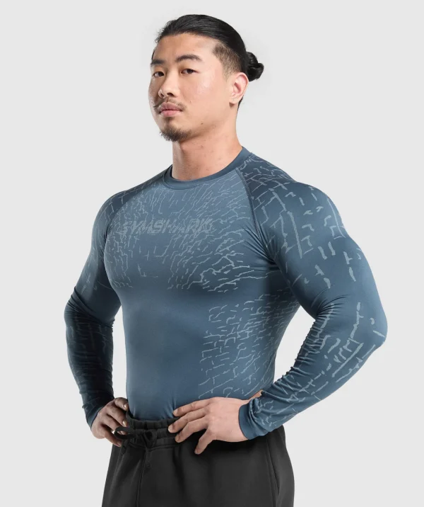 Clearance Gymshark Tectonic Long Sleeve T-Shirt CargoBlue/CoolBlue