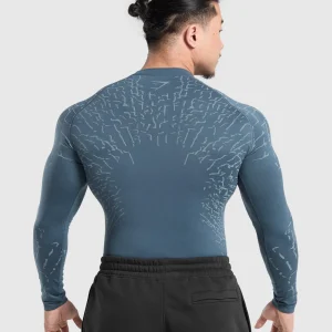 Clearance Gymshark Tectonic Long Sleeve T-Shirt CargoBlue/CoolBlue