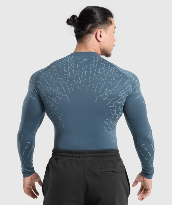 Clearance Gymshark Tectonic Long Sleeve T-Shirt CargoBlue/CoolBlue