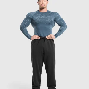 Clearance Gymshark Tectonic Long Sleeve T-Shirt CargoBlue/CoolBlue