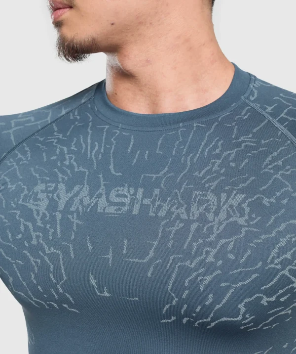 Clearance Gymshark Tectonic Long Sleeve T-Shirt CargoBlue/CoolBlue