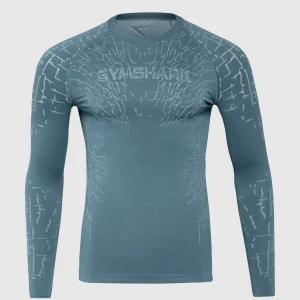 Clearance Gymshark Tectonic Long Sleeve T-Shirt CargoBlue/CoolBlue