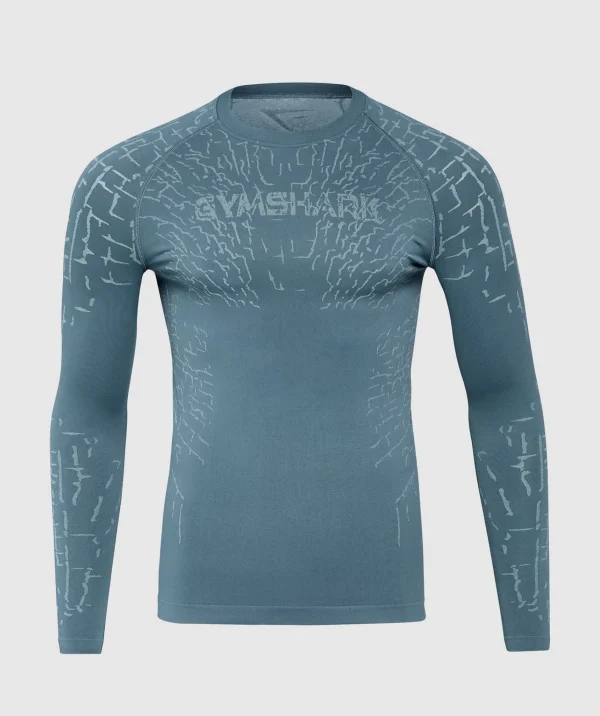 Clearance Gymshark Tectonic Long Sleeve T-Shirt CargoBlue/CoolBlue