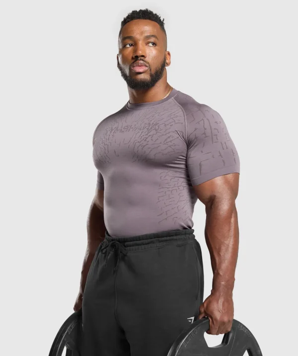 New Gymshark Tectonic Seamless T Shirt BrushedPurple/GreyedPurple