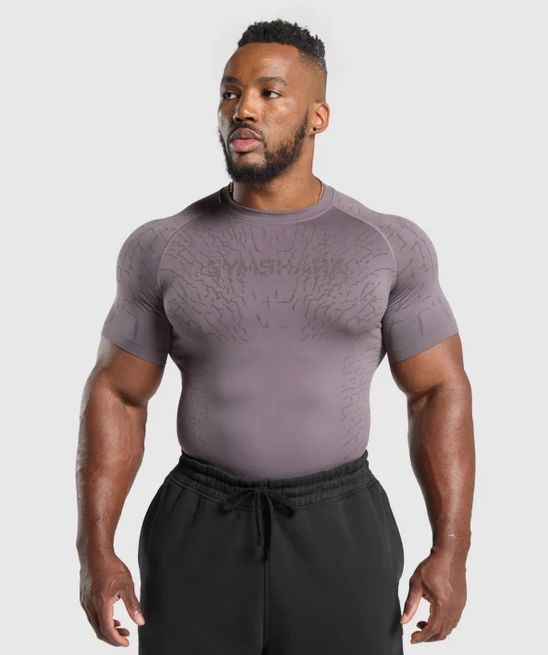 New Gymshark Tectonic Seamless T Shirt BrushedPurple/GreyedPurple