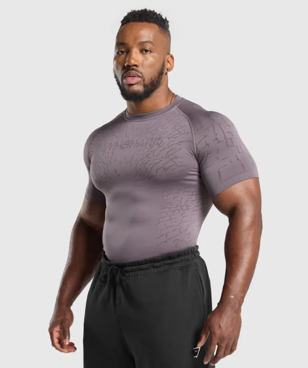 New Gymshark Tectonic Seamless T Shirt BrushedPurple/GreyedPurple