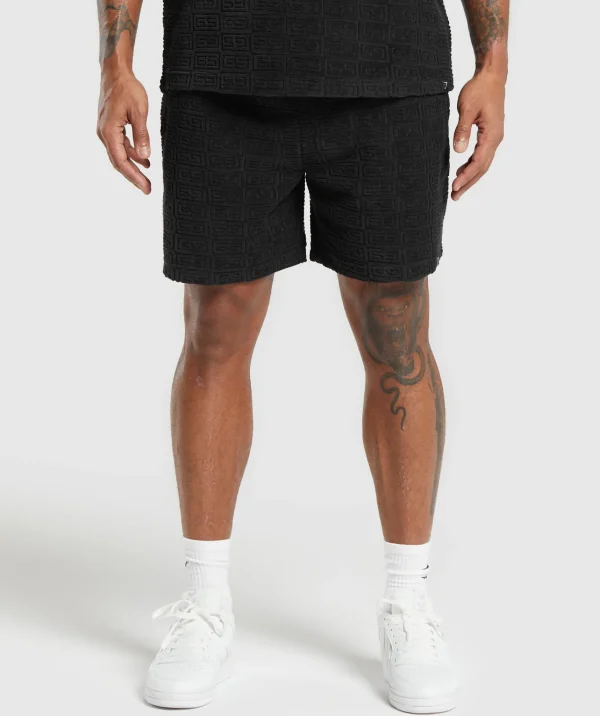 Online Gymshark Towelling 7" Shorts Black