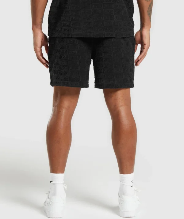 Online Gymshark Towelling 7" Shorts Black