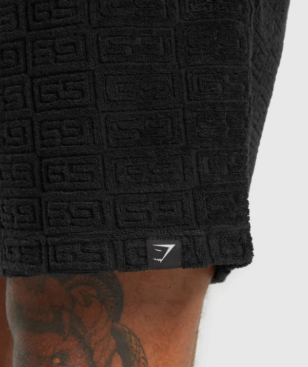 Online Gymshark Towelling 7" Shorts Black