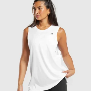 Best Gymshark Training Drop Arm Tank White