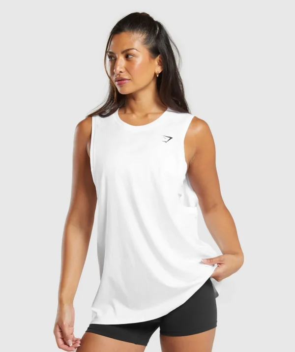 Best Gymshark Training Drop Arm Tank White