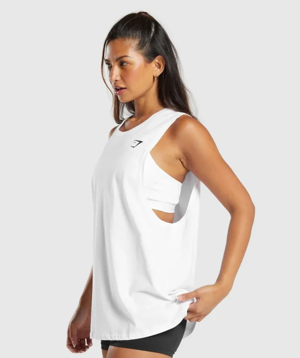 Best Gymshark Training Drop Arm Tank White