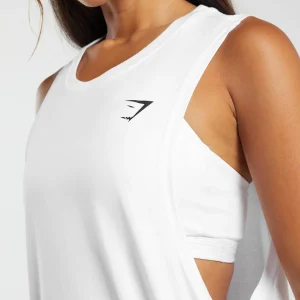 Best Gymshark Training Drop Arm Tank White