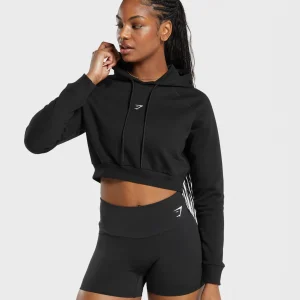 Clearance Gymshark Training Fleece Cropped Hoodie Black