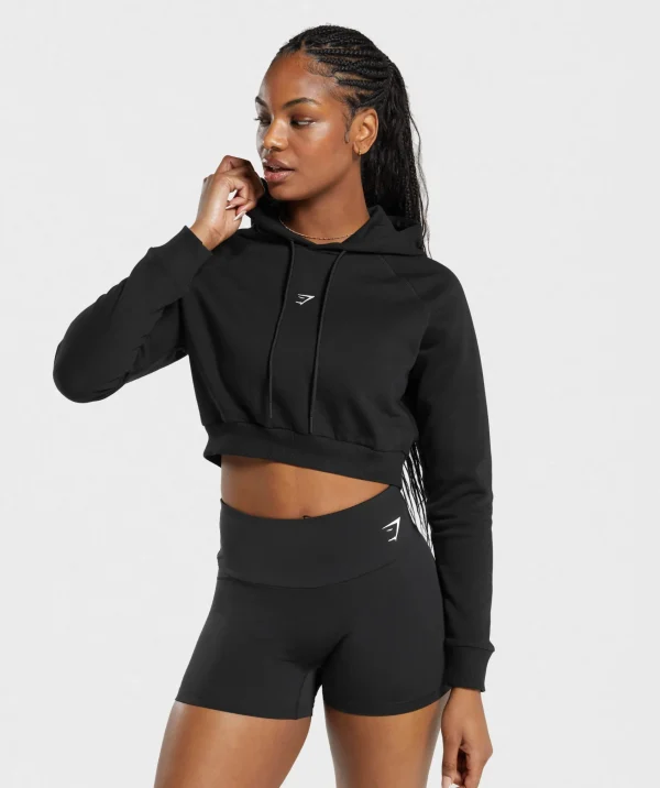 Clearance Gymshark Training Fleece Cropped Hoodie Black