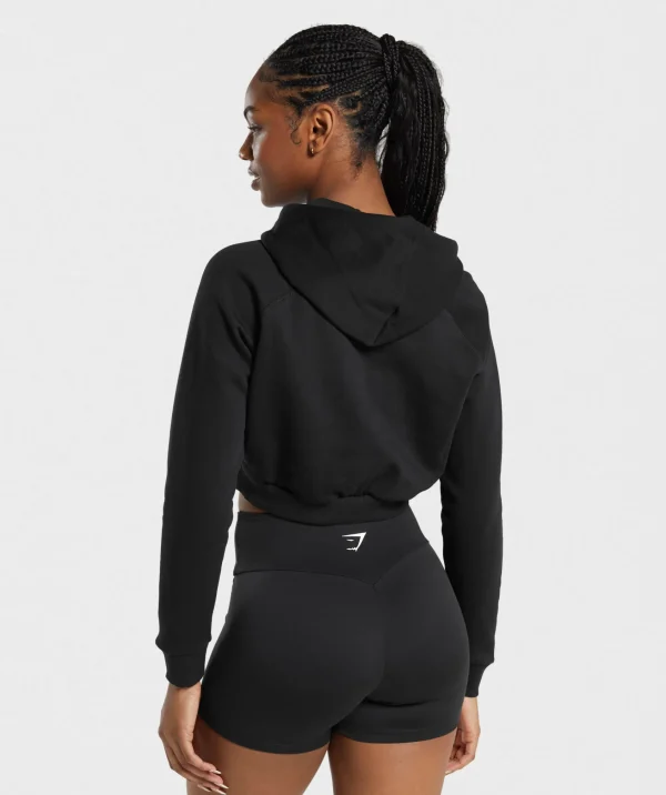 Clearance Gymshark Training Fleece Cropped Hoodie Black