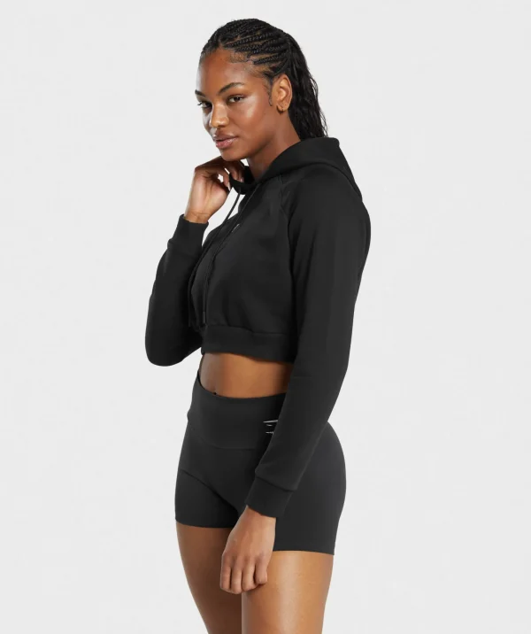 Clearance Gymshark Training Fleece Cropped Hoodie Black