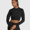 New Gymshark Training Fleece Cropped Sweatshirt Black