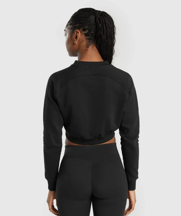 New Gymshark Training Fleece Cropped Sweatshirt Black