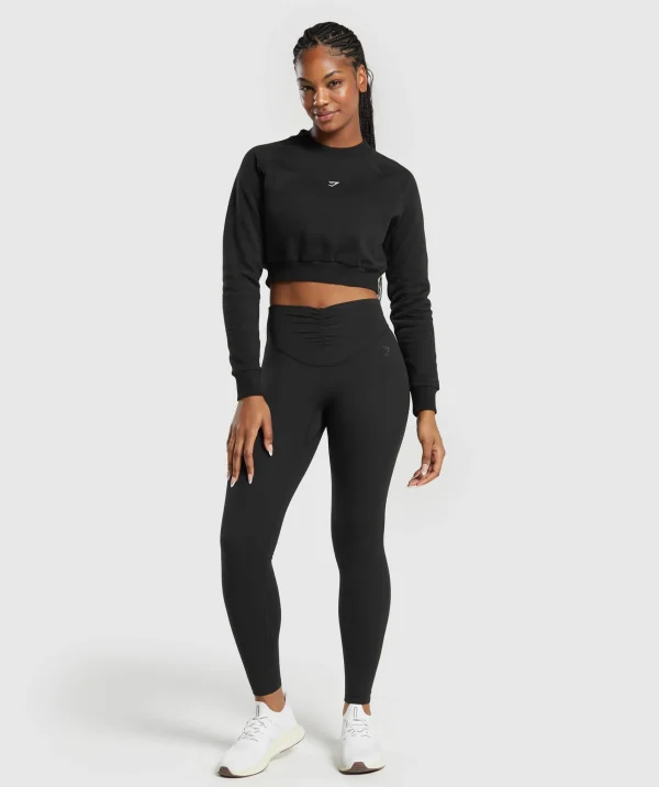 New Gymshark Training Fleece Cropped Sweatshirt Black