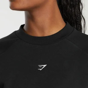 New Gymshark Training Fleece Cropped Sweatshirt Black